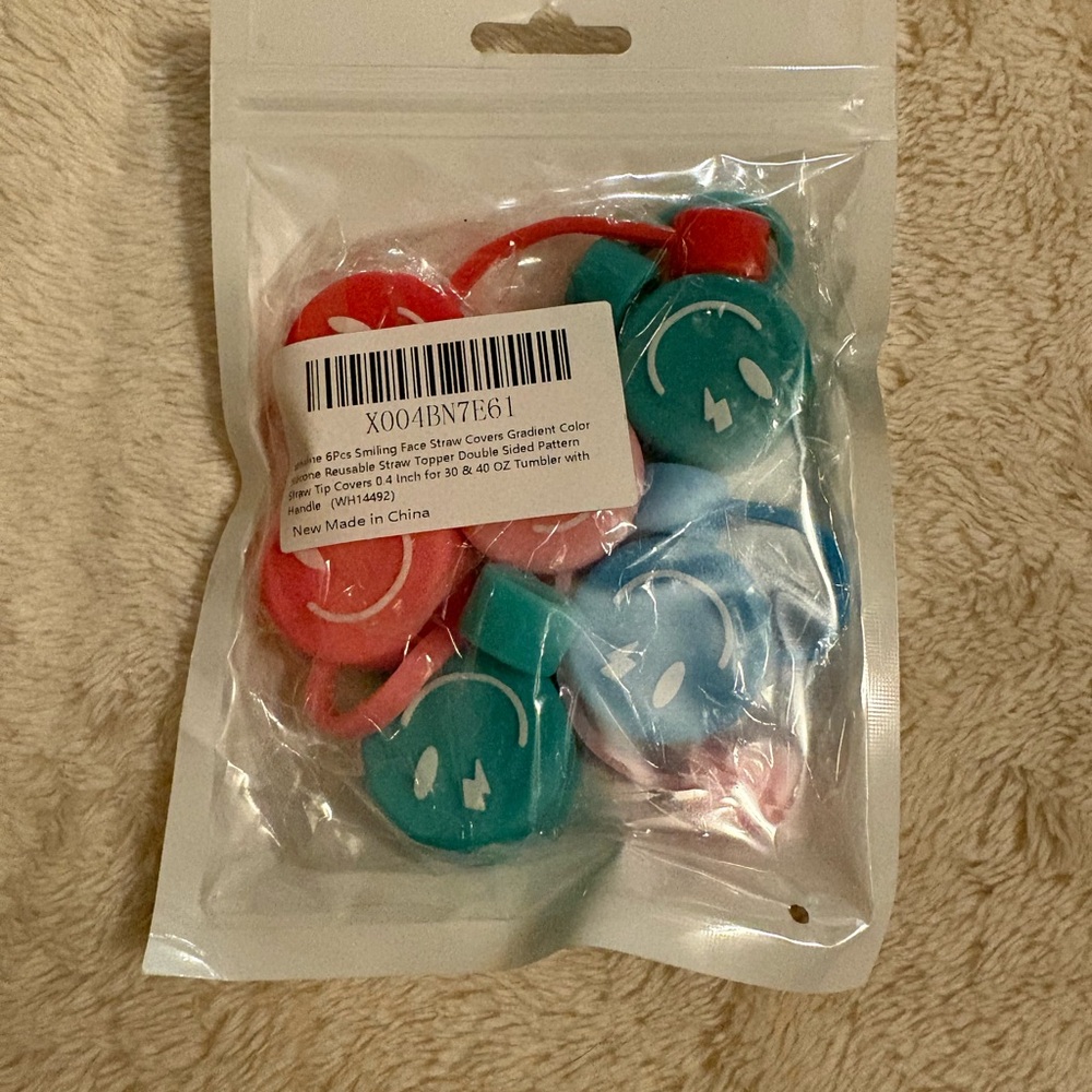 Colorful Smiley Face Straw Covers
